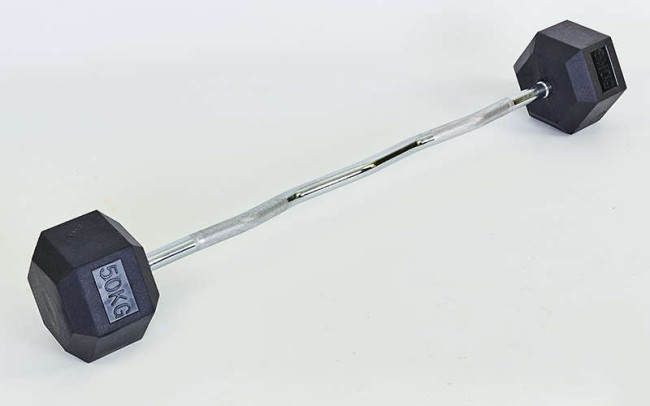 Штанга фиксированная изогнутая обрезиненная Rubber Hexagon Barbell Zelart TA-6231-50 50кг (гриф l-95см) Штанга фиксированная изогнутая обрезиненная Rubber Hexagon Barbell Zelart TA-6231-50 50кг (гриф l-95см)