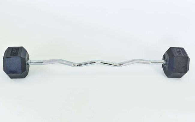 Штанга фиксированная изогнутая обрезиненная Rubber Hexagon Barbell Zelart TA-6231-50 50кг (гриф l-95см) Штанга фиксированная изогнутая обрезиненная Rubber Hexagon Barbell Zelart TA-6231-50 50кг (гриф l-95см)