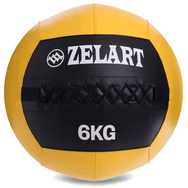 Мяч для кросфита и тренировок волбол Wall Ball FI-5168-6 6кг черный-желтый Мяч для кросфита и тренировок волбол Wall Ball FI-5168-6 6кг черный-желтый