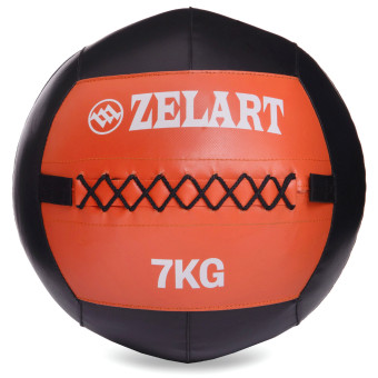 Мяч набивной для кросфита Wall Ball FI-5168-7 7кг черный-оранжевый