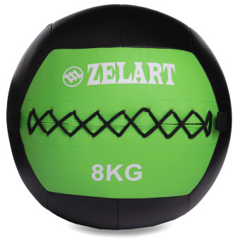 Мяч набивной для кроссфита Wall Ball FI-5168-8 8кг черный-зеленый