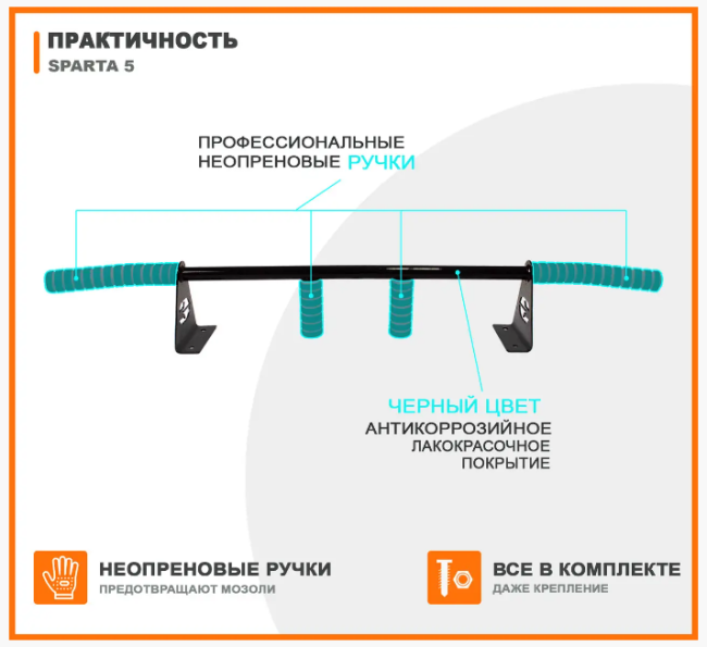 Турнік наддверний на 3 хвати Sparta-5 Турнік наддверний на 3 хвати Sparta-5