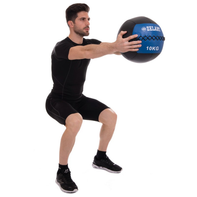 Мяч набивной для кроссфита Wall Ball FI-5168-10 10кг черный-синий