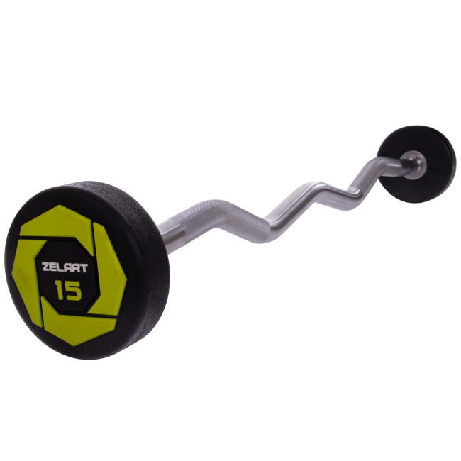 Штанга фіксована вигнута поліуретанова Urethane Barbell 15кг MODERN (гриф l-104см)