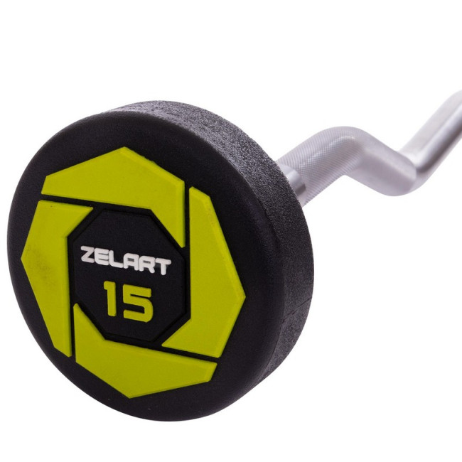 Штанга фіксована вигнута поліуретанова Urethane Barbell 15кг MODERN (гриф l-104см)