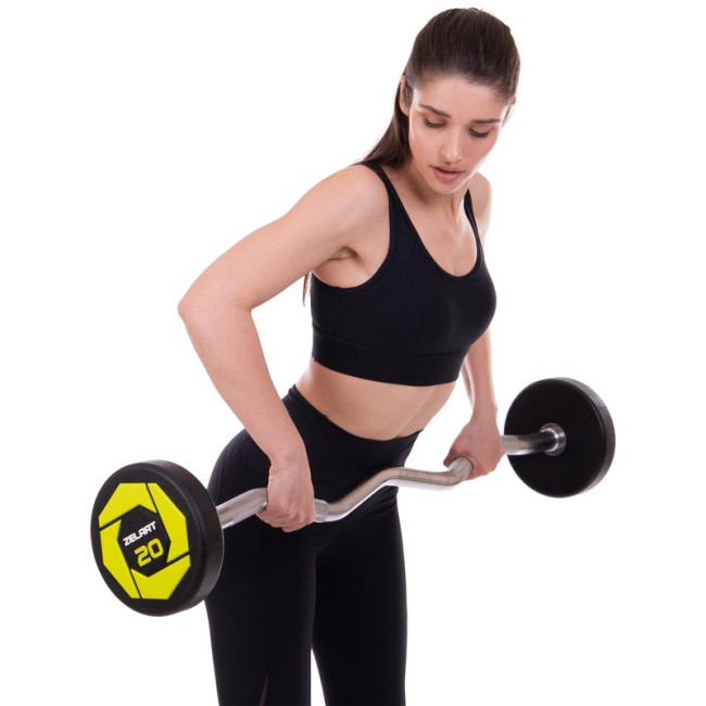 Штанга фіксована вигнута поліуретанова Urethane Barbell 20кг MODERN (гриф l-104см)