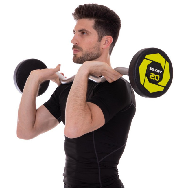 Штанга фіксована вигнута поліуретанова Urethane Barbell 20кг MODERN (гриф l-104см)