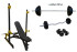 Скамья PE208 + Стойки Round PRO + 4 грифа + 100 кг металлических дисков