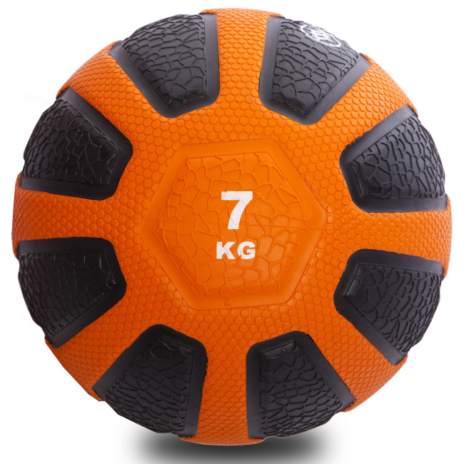 Мяч-медбол для кроссфита Medicine Ball FI-0898-7 7кг черный-оранжевый
