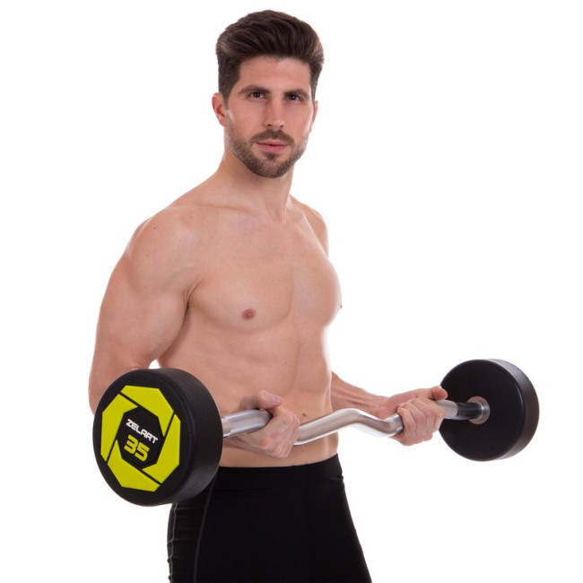 Штанга фіксована вигнута поліуретанова Urethane Barbell 35кг MODERN (гриф l-110см)