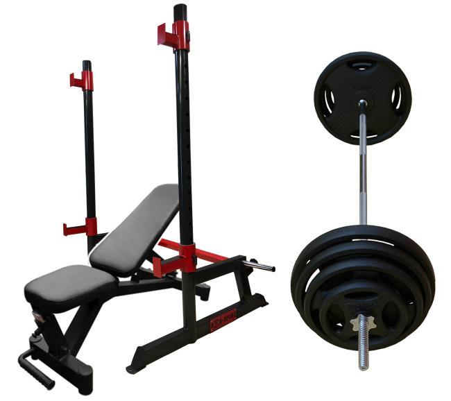 Лава Black Rock + Стійки Round PRO + Металева штанга RN-Sport Quatro 105 кг