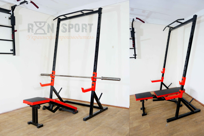 Стійка силова з турніком + Лавка для жиму PROF  Powertec RED