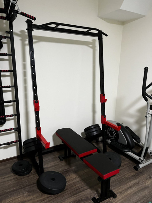 Стійка силова з турніком + Лавка для жиму PROF Powertec RED