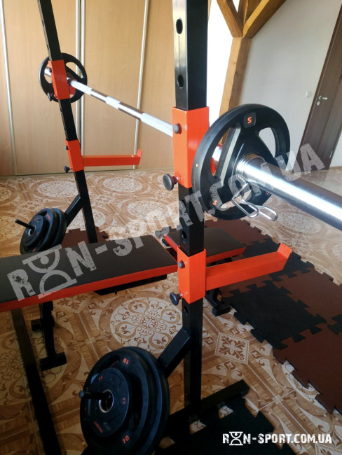Стійка силова з турніком + Лавка для жиму PROF Powertec RED