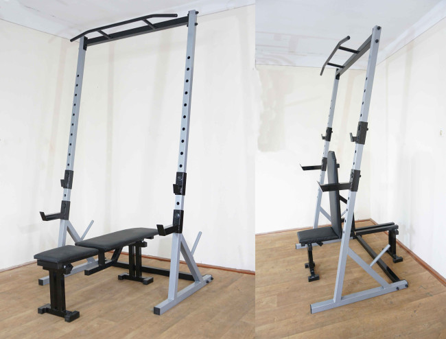 Стійка силова з турніком + Лавка для жиму  Powertec GREY