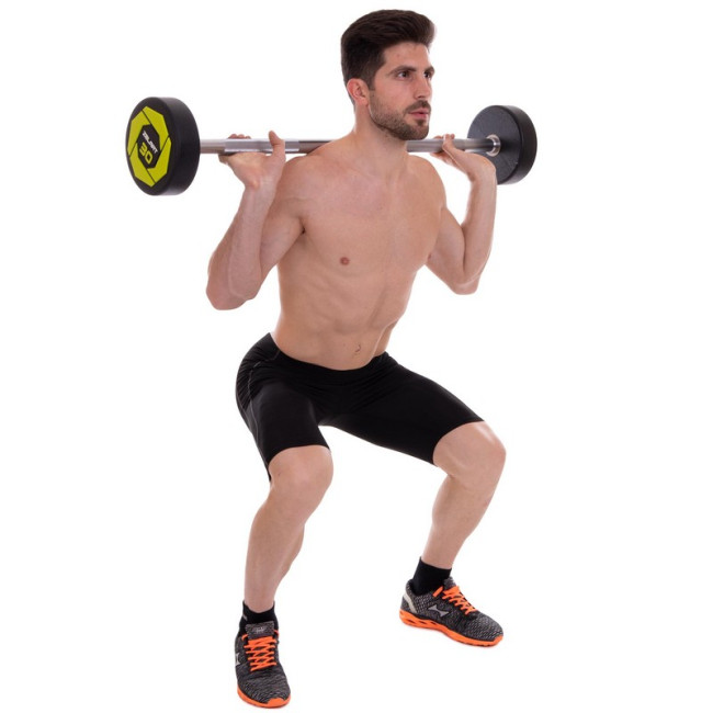 Штанга фіксована пряма поліуретанова Urethane Barbell 30кг MODERN (гриф l-107см) Штанга фіксована пряма поліуретанова Urethane Barbell 30кг MODERN (гриф l-107см)