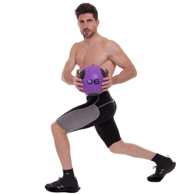 Мяч-медбол для эффективных тренировок Medicine Ball FI-2620-6 6кг фиолетовый-черный Мяч-медбол для эффективных тренировок Medicine Ball FI-2620-6 6кг фиолетовый-черный