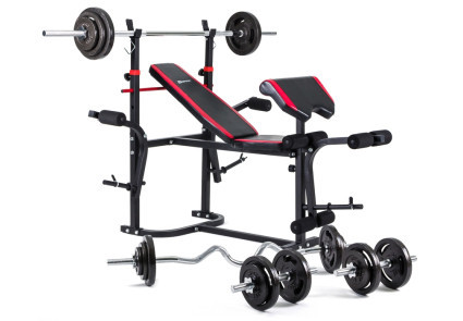 Набір Strong 133 кг. Залізні диски, грифи з лавкою HS-1020 Набір Strong 133 кг. Залізні диски, грифи з лавкою HS-1020