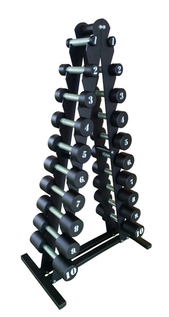 Гантельний ряд RN-Sport BLACK 1-10 кг зі стійкою