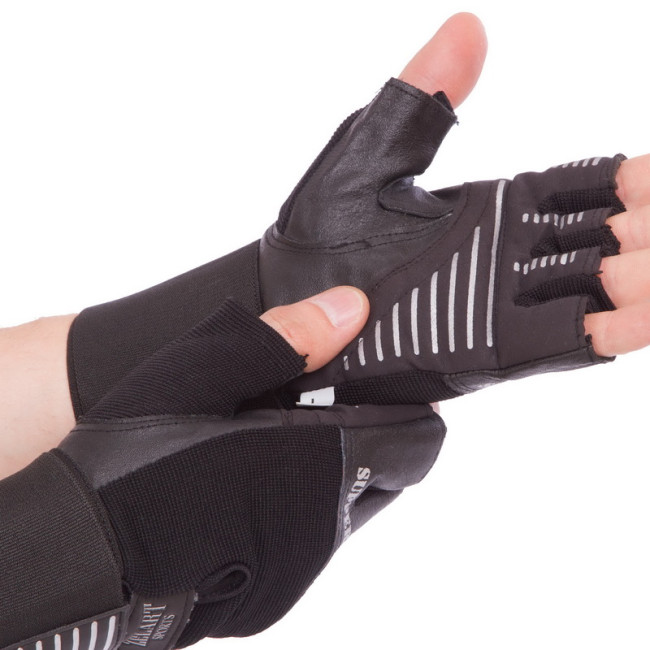 Перчатки атлетические с фиксатором запястья Prof Fitness 8117, размер L Перчатки атлетические с фиксатором запястья Prof Fitness 8117, размер L