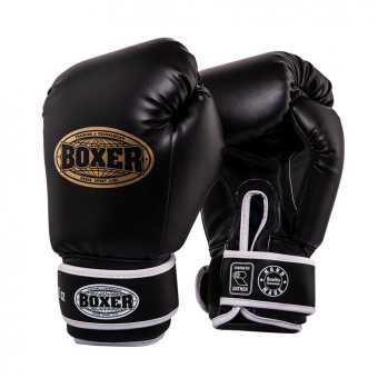 Перчатки боксерские BOXER 6 oz кожвинил 0,6 мм черные