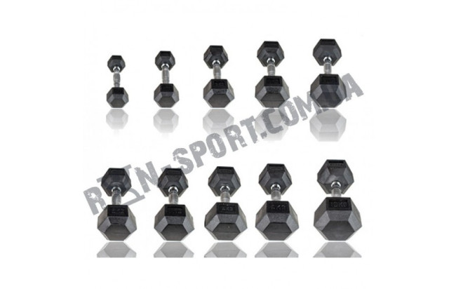 Гантелі шестигранні Rubber Hexagon Dumbbell. Ціна за 1 кг