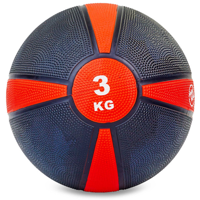 Медбол для кроссфита и тренировок FI-5122-3 3кг черный-красный