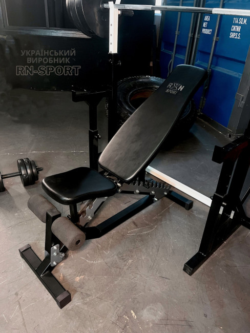 DEF-PRO. Лавка жимова до 300 кг зі стійками та страховими упорами чорний