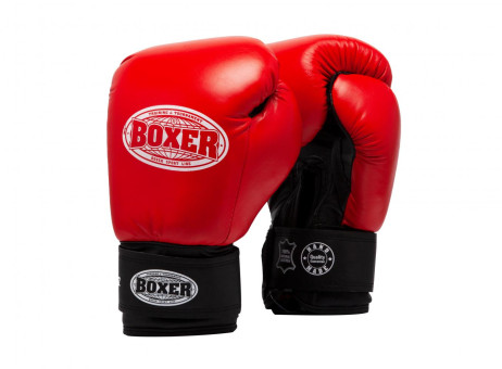 Перчатки боксерские BOXER 6 oz кожа 0,8-1 мм красные