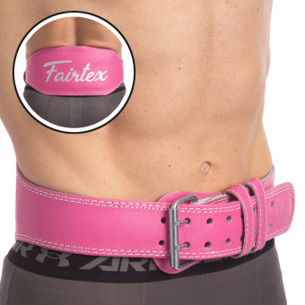 Пояс атлетичний шкіряний FAIRTEX 165086 (15 см) з підкладкою (рожевий)