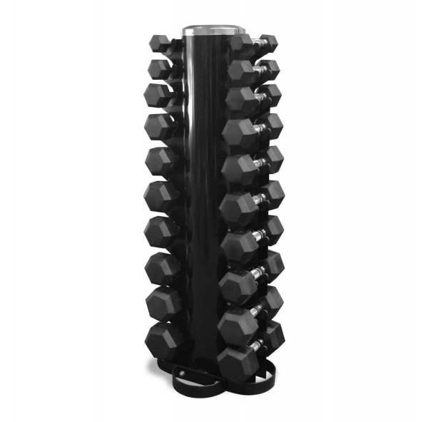 Гантелі шестигранні зі стійкою ряд 1-10 кг Rubber Hexagon Dumbbell