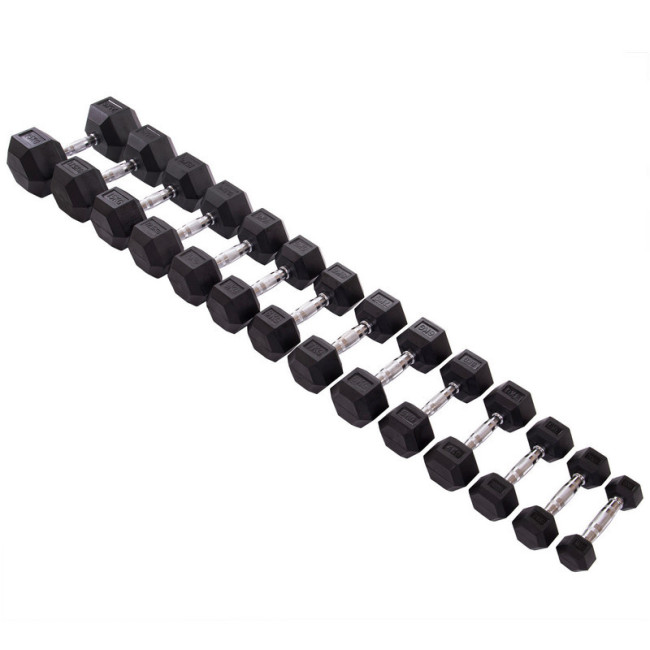 Гантелі шестигранні зі стійкою ряд 1-10 кг Rubber Hexagon Dumbbell