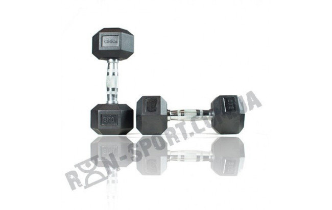 Гантелі шестигранні зі стійкою ряд 1-10 кг Rubber Hexagon Dumbbell