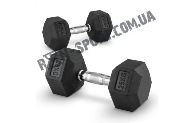 Гантелі шестигранні зі стійкою ряд 1-10 кг Rubber Hexagon Dumbbell