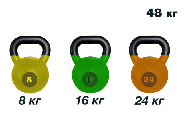 Комплект гирь чавунних, кольорових RN-Sport 48 кг Комплект гирь чавунних, кольорових RN-Sport 48 кг