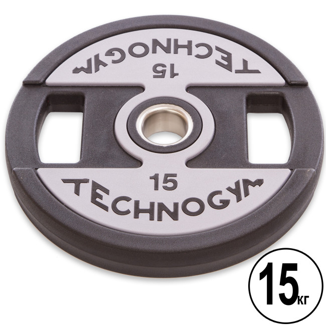 Бліни (диски) поліуретанові 2 Handle металева втулка d-51 мм TECHNOGYM TG-1837-15 15 кг чорний Бліни (диски) поліуретанові 2 Handle металева втулка d-51 мм TECHNOGYM TG-1837-15 15 кг чорний