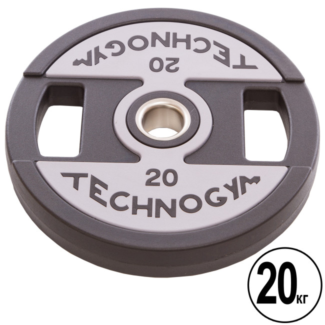 Бліни (диски) поліуретанові з хватом та металевою втулкою d-51 мм TECHNOGYM TG-1837-20 20 кг чорний Бліни (диски) поліуретанові з хватом та металевою втулкою d-51 мм TECHNOGYM TG-1837-20 20 кг чорний