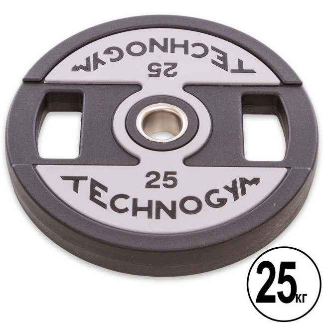 Бліни (диски) поліуретанові 2 Handle металева втулка d-51 мм TECHNOGYM TG-1837-25 25 кг чорний Бліни (диски) поліуретанові 2 Handle металева втулка d-51 мм TECHNOGYM TG-1837-25 25 кг чорний