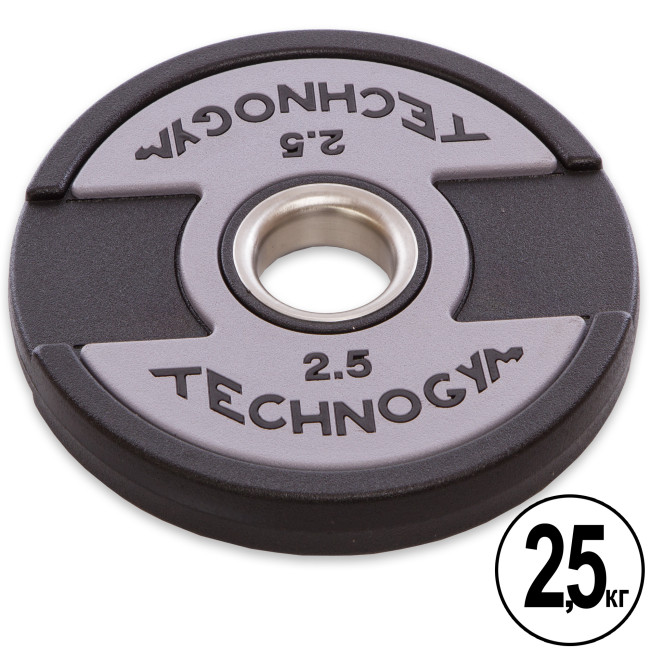 Бліни (диски) поліуретанові 2 Handle металева втулка d-51 мм TECHNOGYM TG-1837-2_5 2.5 кг чорний Бліни (диски) поліуретанові 2 Handle металева втулка d-51 мм TECHNOGYM TG-1837-2_5 2.5 кг чорний