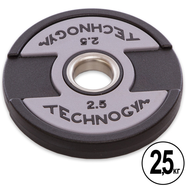 Бліни (диски) поліуретанові 2 Handle металева втулка d-51 мм TECHNOGYM TG-1837-2_5 2.5 кг чорний Бліни (диски) поліуретанові 2 Handle металева втулка d-51 мм TECHNOGYM TG-1837-2_5 2.5 кг чорний