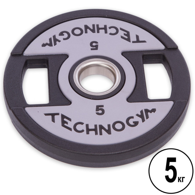 Бліни (диски) поліуретанові 2 Handle металева втулка d-51 мм TECHNOGYM TG-1837-5 5 кг чорний Бліни (диски) поліуретанові 2 Handle металева втулка d-51 мм TECHNOGYM TG-1837-5 5 кг чорний