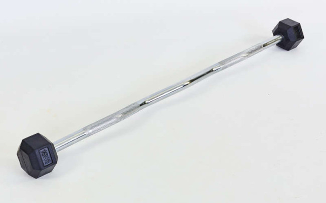 Штанга фіксована вигнута прогумована Rubber Hexagon Barbell 15 кг Штанга фіксована вигнута прогумована Rubber Hexagon Barbell 15 кг